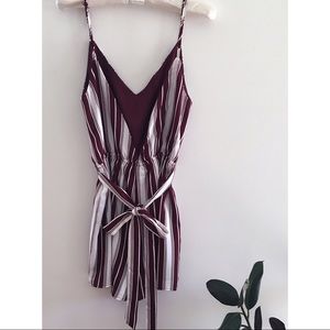 stripe romper with low back